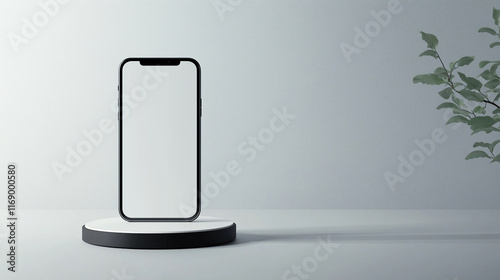 Modern smartphone on wireless charging pad with minimal background, symbolizing innovation, technology, and clean design in digital and tech accessory themes. photo