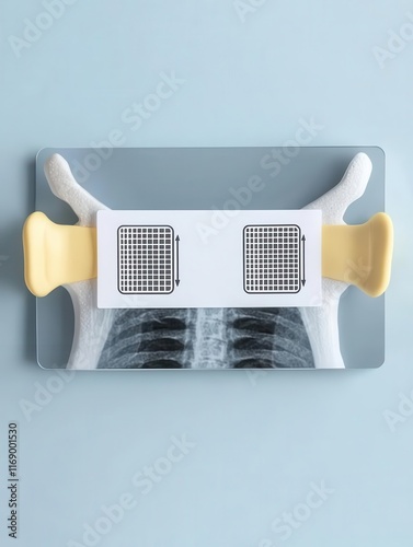 A detailed model of a vertebra with an x-ray view.