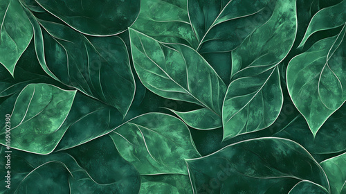 Organic Leaf Texture with Natural Overlapping Veins - Green Harmony
