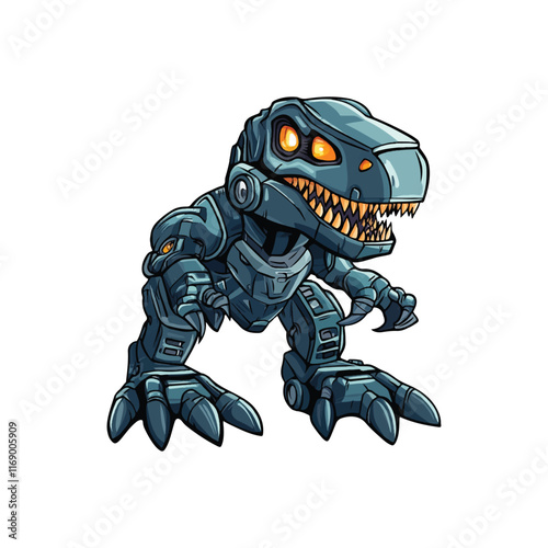 Mecha T-Rex Dinosaur Hand Drawn Illustration