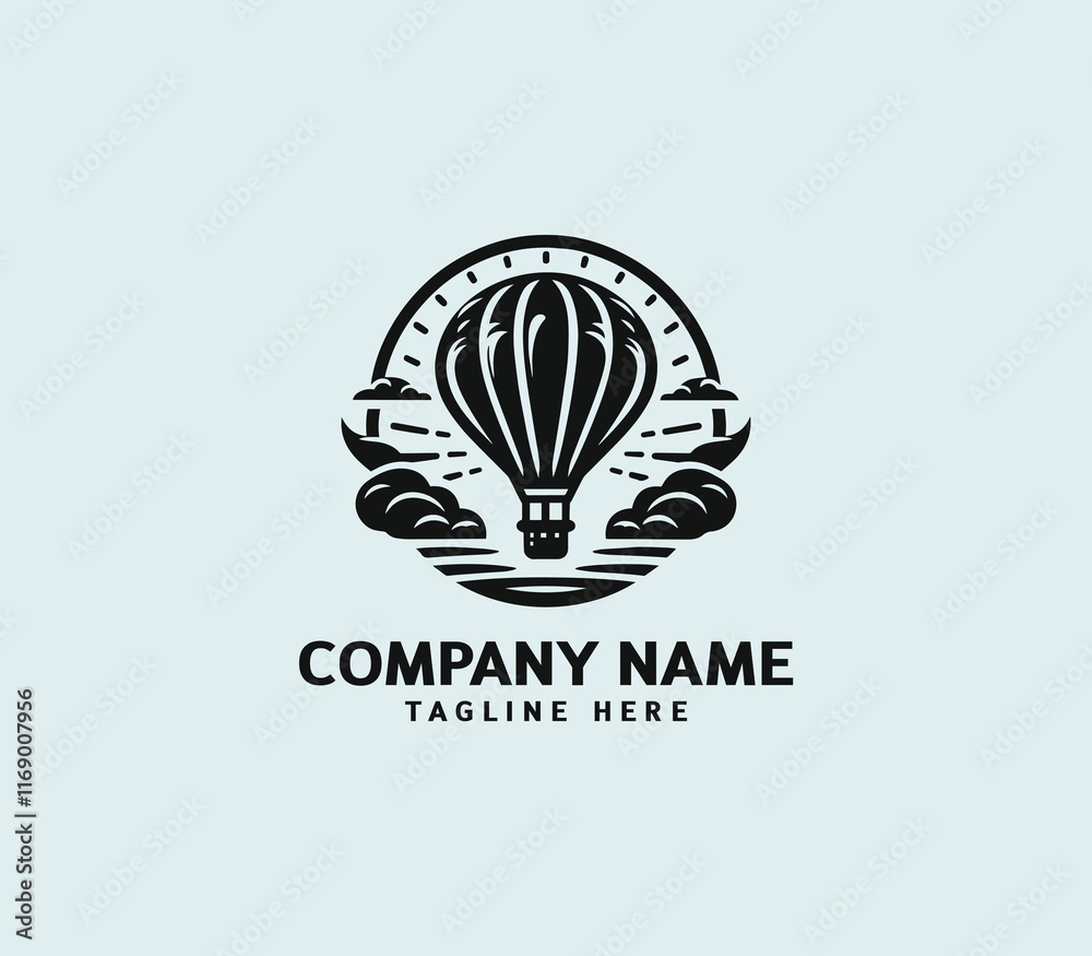 Obraz premium Hot air balloon logo design. Air balloon logo. Air adventure, Balloon festival, Sky travel vector