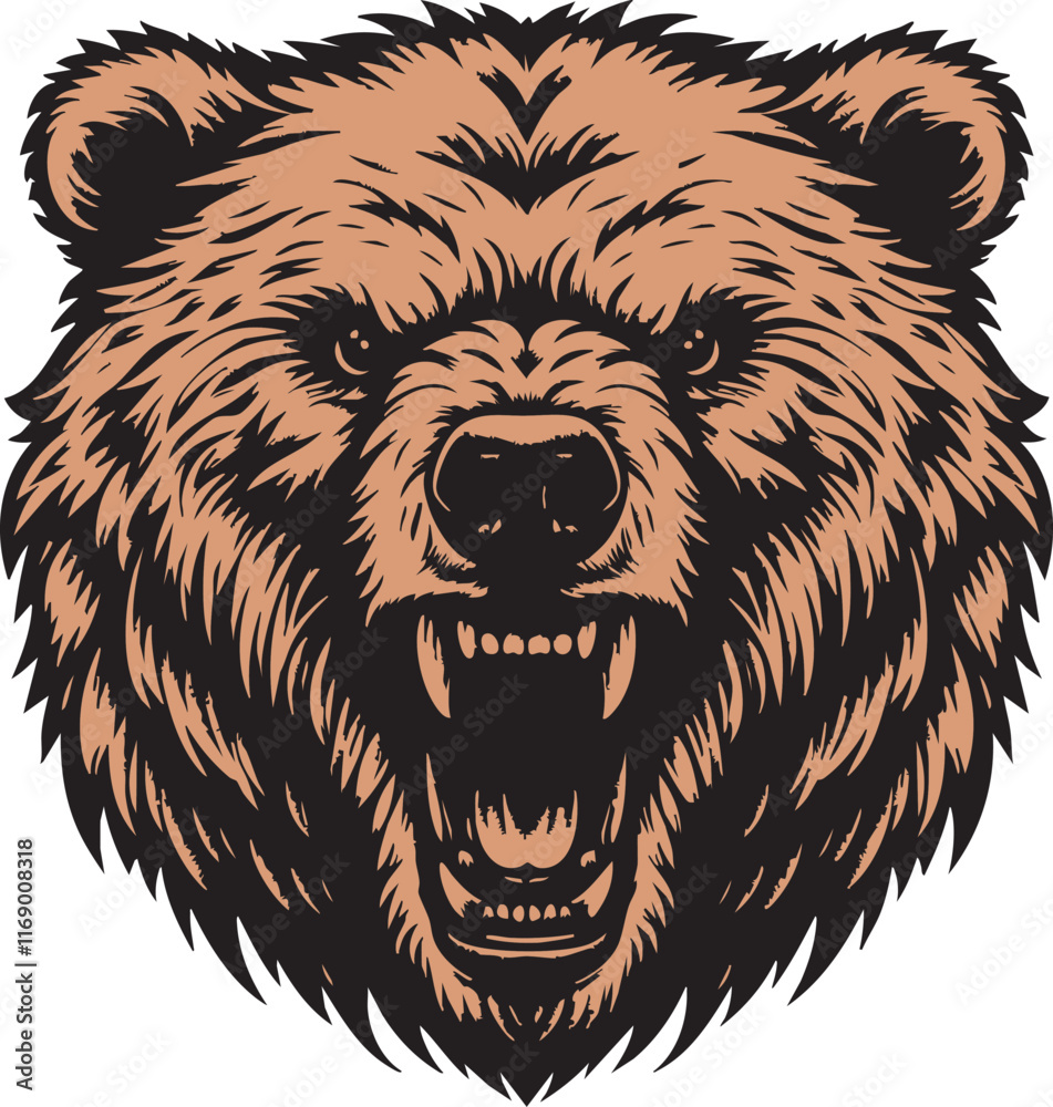 Obraz premium Ferocious Polar Bear Head with an Angry Look 