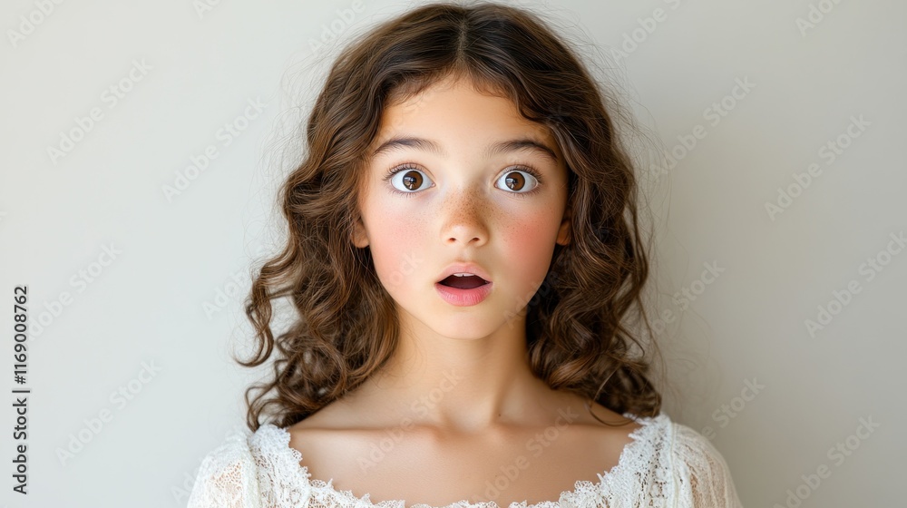 Surprised girl with curly hair and wide eyes. Surprised girl with curly hair and wide eyes.