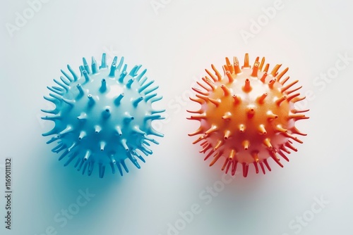 Colorful viral structures on white background