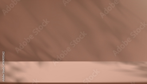 Abstract background brown studio room with shadow, light on podium for product present.Empty 3d Backdrop background gradient light texture on floor,Vector Banner Trendy Color Year 2025 Mocha mousse