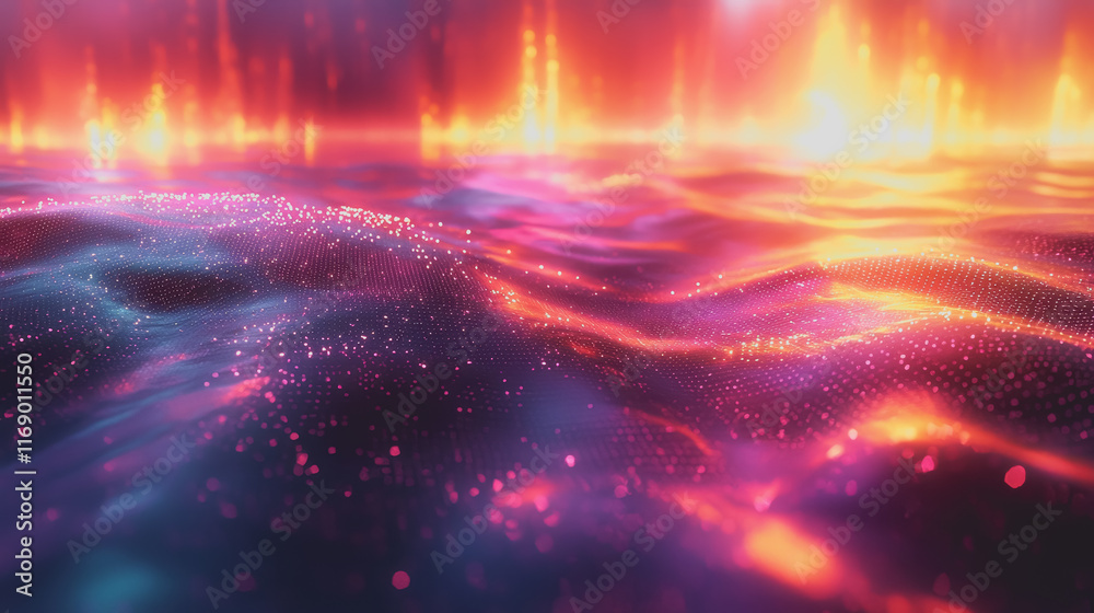 Naklejka premium Vibrant Abstract Background Featuring Colorful Lights and Soft Waves Creating a Dreamy Atmosphere with a Dynamic Flow of Colors Ideal for Modern Art and Creative Design Projects