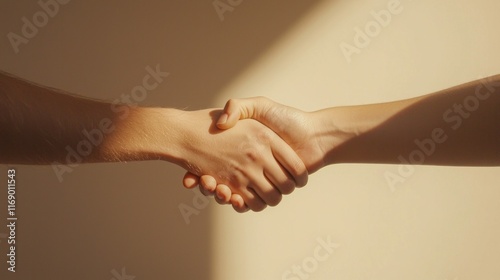 Two hands shaking in a warm, inviting setting symbolize trust, agreement, and collaboration.