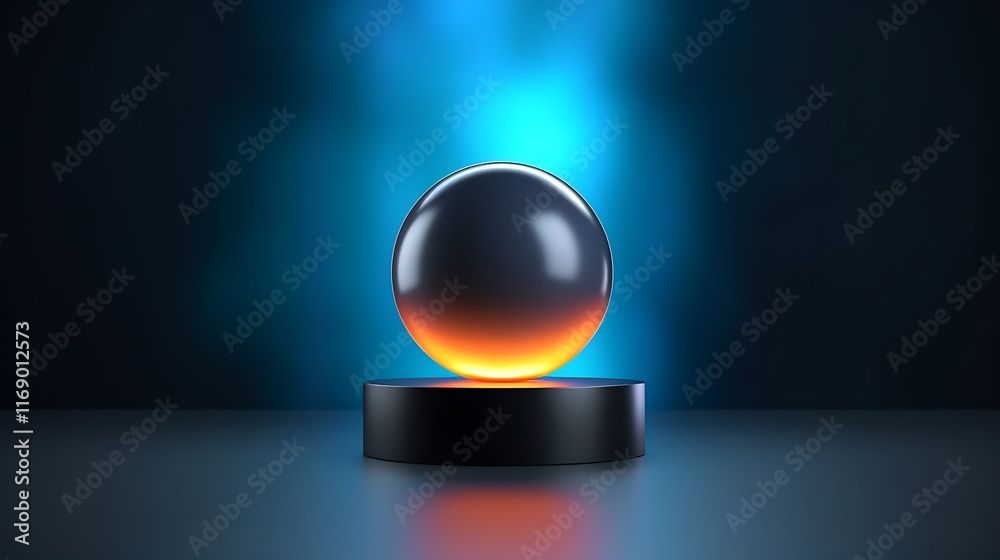 Glowing Black Egg on a Dark Platform Glowing Black Egg on a Dark Platform