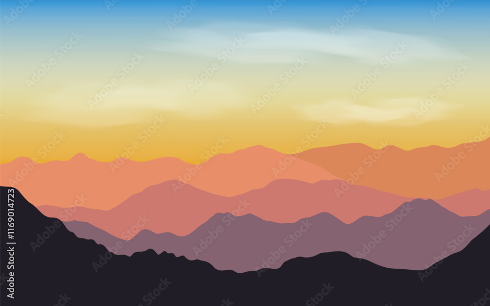 silhouettes of panoramic mountains view landscape
silhouettes of panoramic mountains view landscape