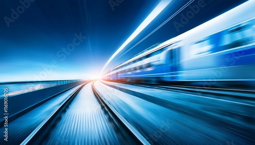 high speed train in motion with blurred lights and dynamic background effects