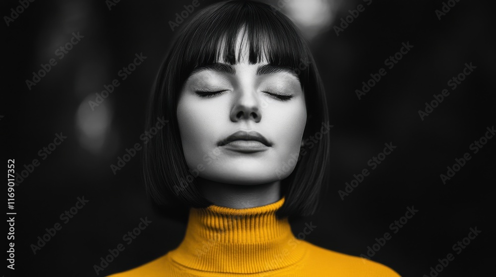 Capturing tranquility with a focus on serenity and self-reflection in striking contrast of color and monochrome Capturing tranquility with a focus on serenity and self-reflection in striking contrast of color and monochrome