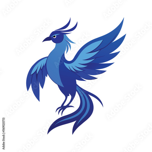 Blue birds of paradise remarkable and extravagant vector silhouette illustration. 