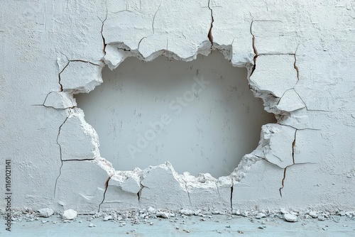 Obraz na płótnie distinctive hole in a clean white wall offering a glimpse into a hidden world beyond symbolizing potential and the idea of breaking through barriers w salonie