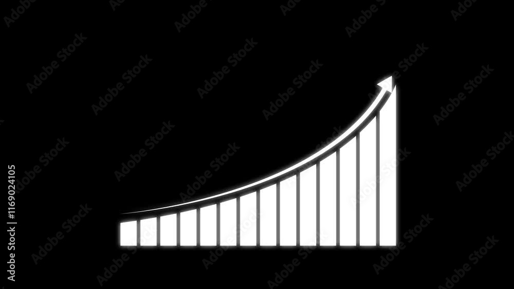 Abstract glowing business graph chart animation. graph chart showing marketing sales profit target growth in future. Growing business ideas. Growing business graph icon. on a black background.