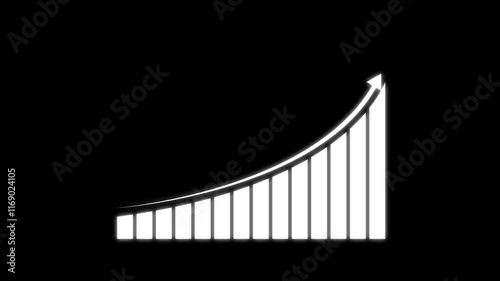 Abstract glowing business graph chart animation. graph chart showing marketing sales profit target growth in future. Growing business ideas. Growing business graph icon. on a black background.