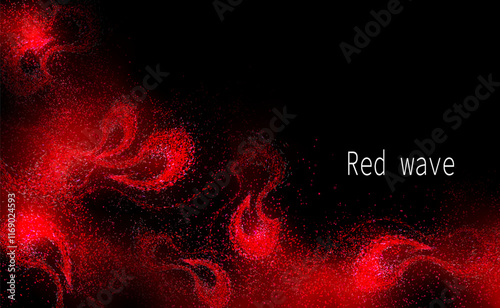 Chaotic isolated illustration of red shade, wavy tinsel fog, design component.