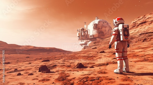 Astronaut Exploring Martian Surface photo