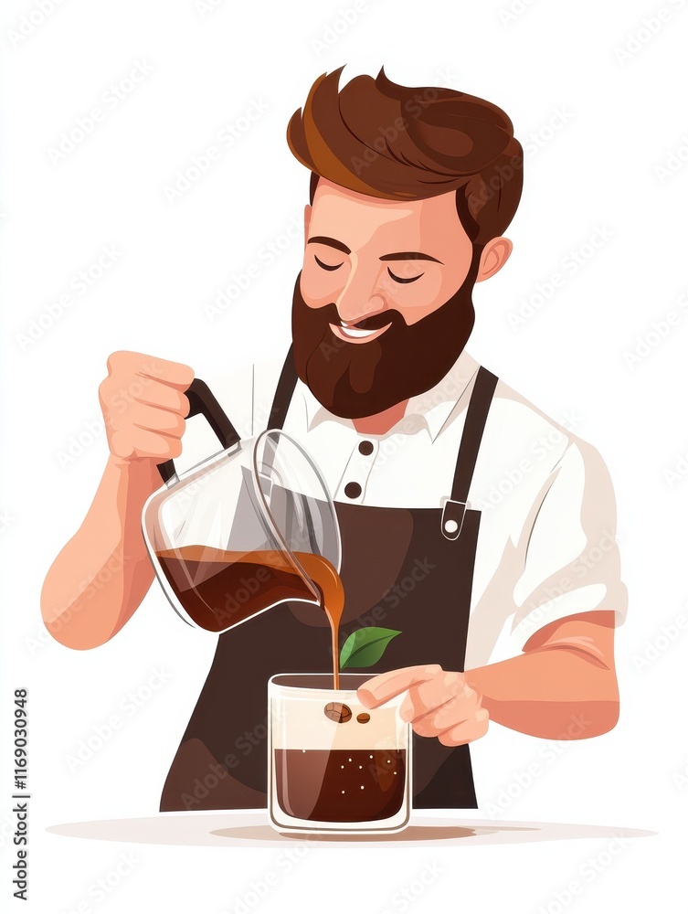 Cold brew isolated cartoon vector illustrations. Barista making cold brew coffee closeup, eating out in the restaurant, delicious ice latte preparation in the coffee shop vector cartoon. Cold brew isolated cartoon vector illustrations. Barista making cold brew coffee closeup, eating out in the restaurant, delicious ice latte preparation in the coffee shop vector cartoon.