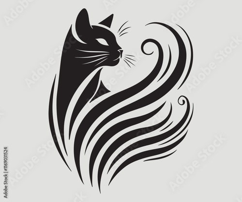 silhouette of a cat in black and white