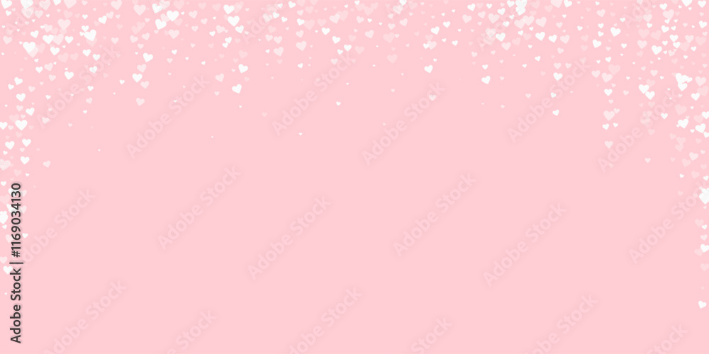 White hearts scattered on pink background. White hearts scattered on pink background.