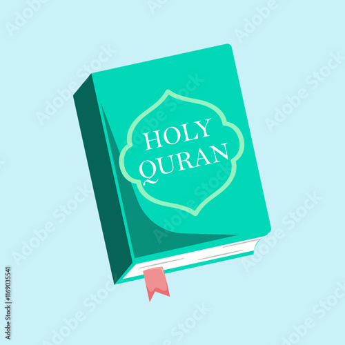 Flat illustration holy quran, welcome ramadan