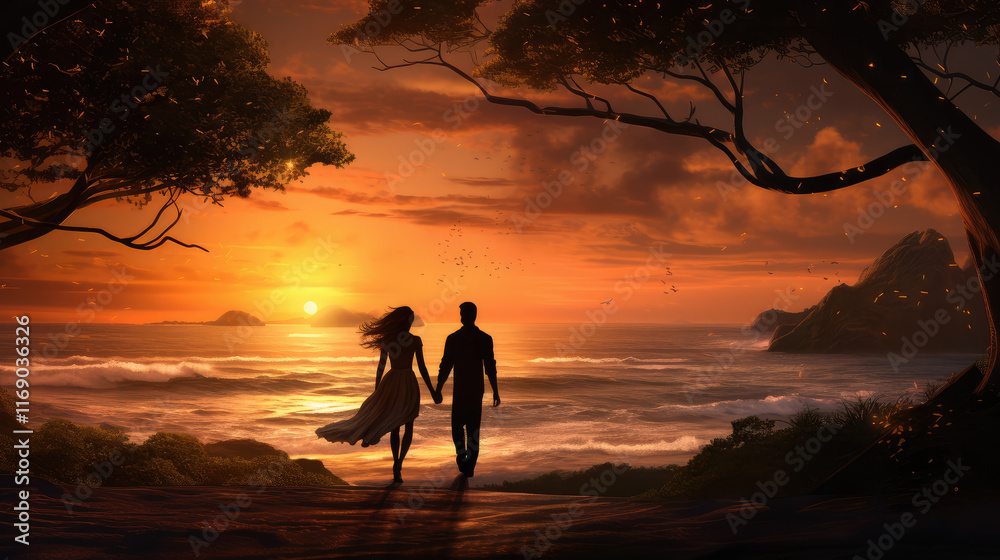 Enchanting Sunset Stroll by the Ocean Enchanting Sunset Stroll by the Ocean