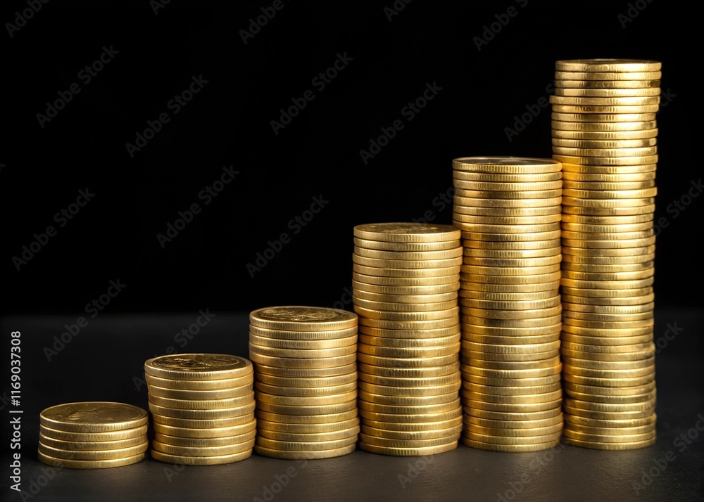 Stacked Gold Coins Representing Financial Growth Stacked Gold Coins Representing Financial Growth