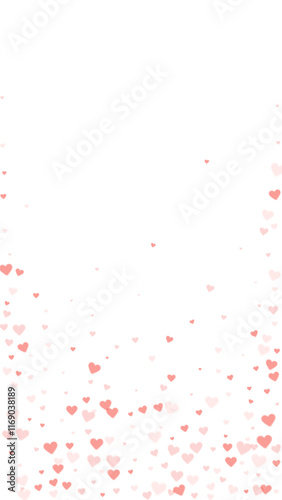 Red hearts scattered on white background.