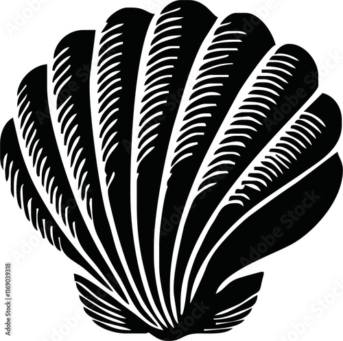 Shell vector icon logo illustration. Scallop shellfish pearl logo line icon sea shape symbol