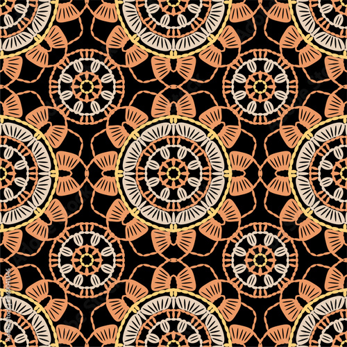 Pattern with crochet granny square wallpaper handmade decorative art design print