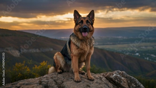 Majestic German Shepherd at Sunset - Outdoor Portrait