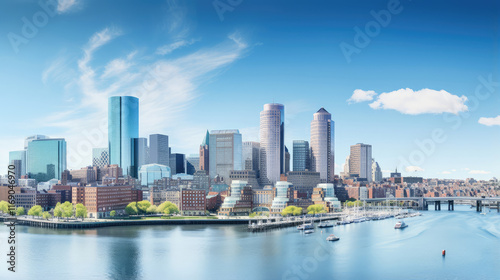 Panoramic Urban Waterfront Skyline Vista