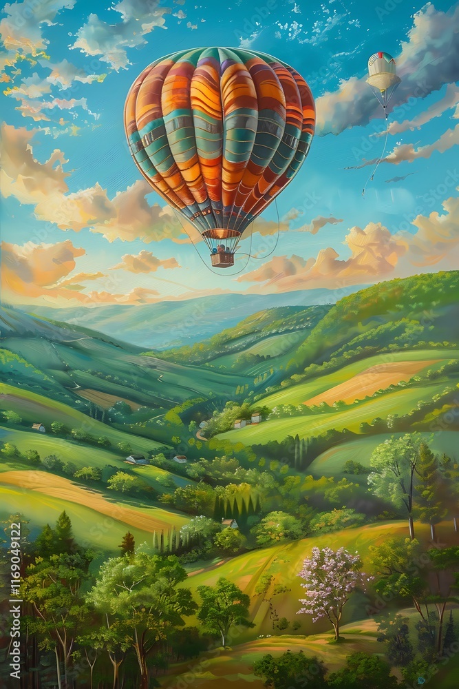 Fototapeta premium hot air balloon summer sky