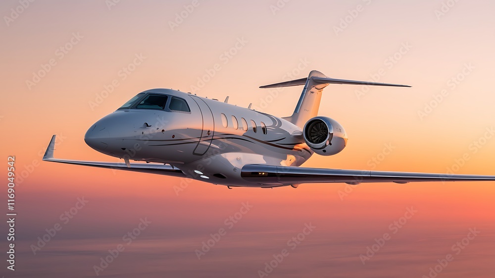 Obraz premium A sleek private jet soaring at sunset, embodying luxury and freedom