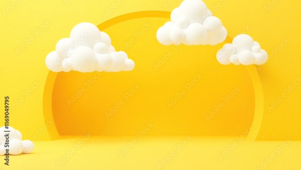 Yellow Background with White Clouds and Archway Yellow Background with White Clouds and Archway