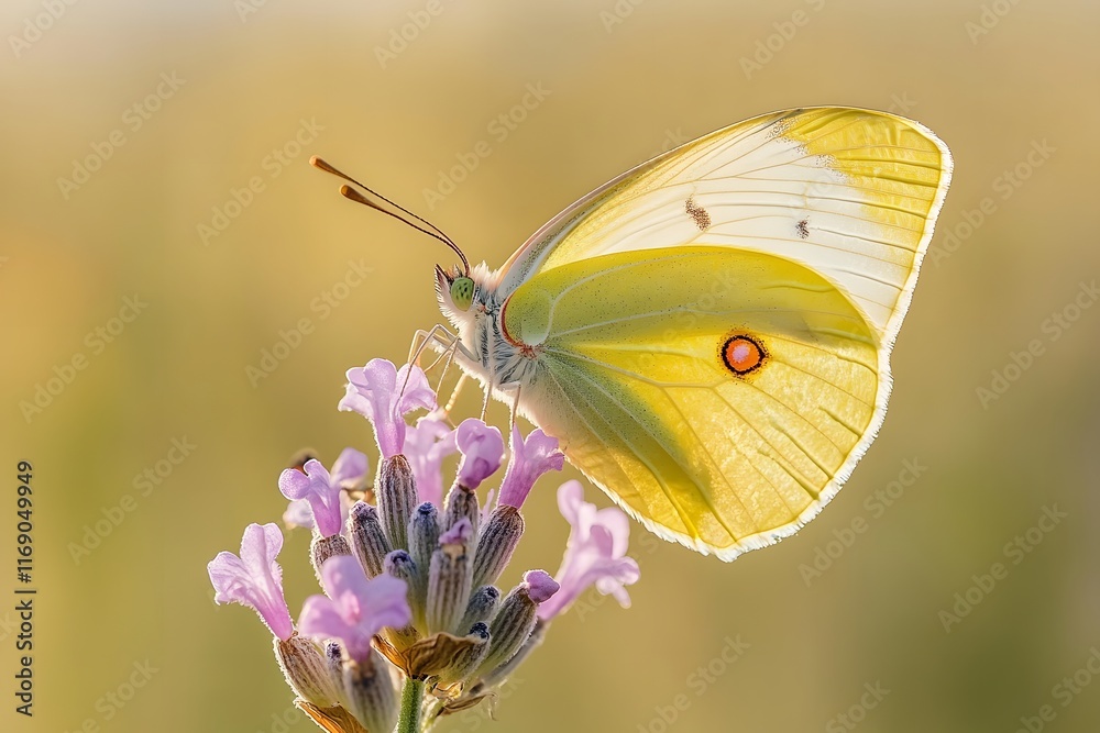 Butterfly perched on a lavender flower. Butterfly perched on a lavender flower.