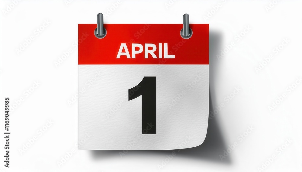 April 1 Red and White Wall Calendar Page. Iconic Representation of April Fool's Day. Perfect for Humor Driven Social Media Posts, Pranks, Joke Invitations, and Whimsical Spring Designs in 2025 April 1 Red and White Wall Calendar Page. Iconic Representation of April Fool's Day. Perfect for Humor Driven Social Media Posts, Pranks, Joke Invitations, and Whimsical Spring Designs in 2025