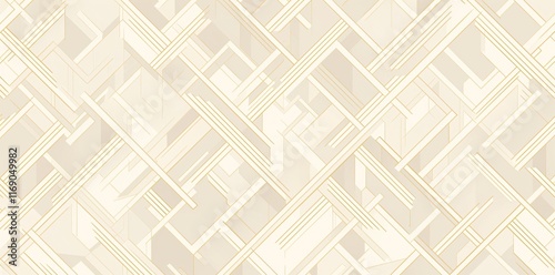 Illustrate a stylish and monochrome vector seamless pattern featuring a geometric design enriched with a subtle gold line texture