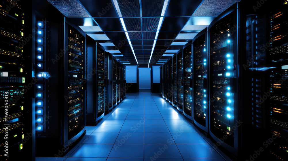 Obraz premium Futuristic Data Center: Backbone of Digital Operations