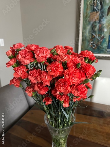 A bouquet of red carnations