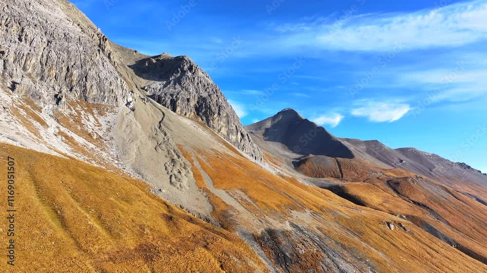 Aerial view around the Albula Pass, European Alps, Switzerland Aerial view around the Albula Pass, European Alps, Switzerland