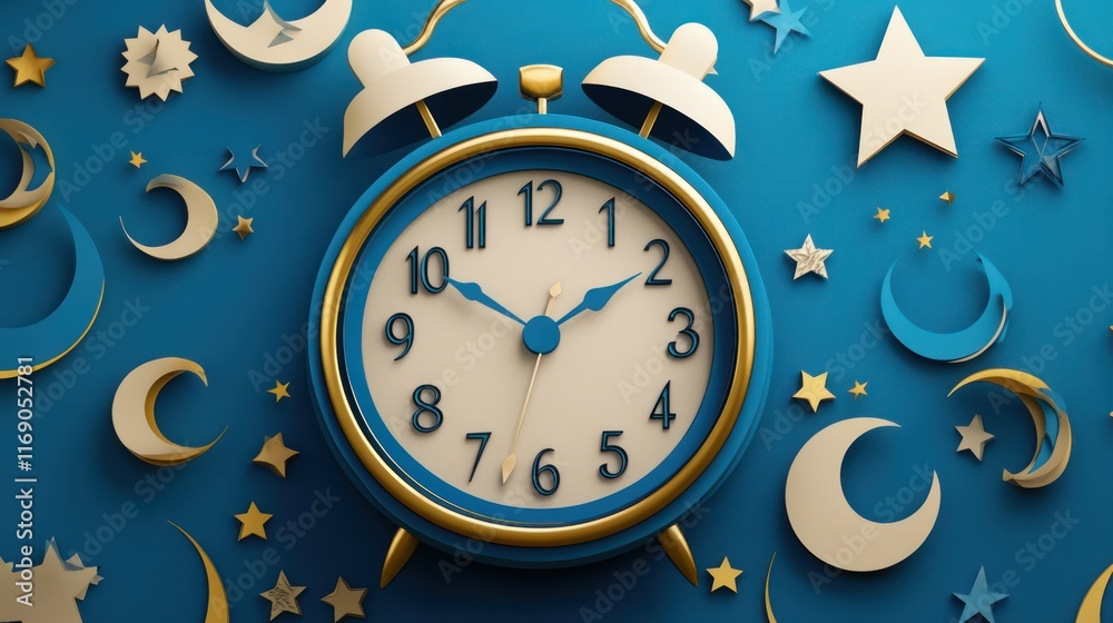 Fasting Hour A clock with paper-cut element paper Art 3d background Fasting Hour A clock with paper-cut element paper Art 3d background