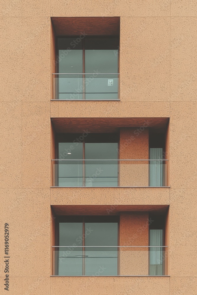 Fototapeta premium Modern Apartment Building Facade with Balconies