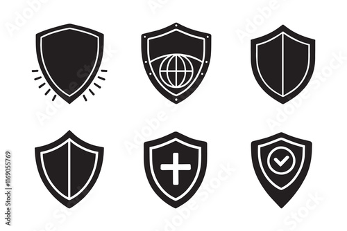 Shield logo Icon silhouette Vector illustration art