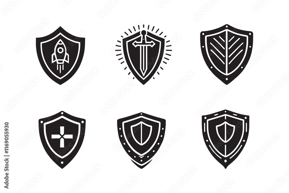 Shield logo Icon silhouette Vector illustration art Shield logo Icon silhouette Vector illustration art