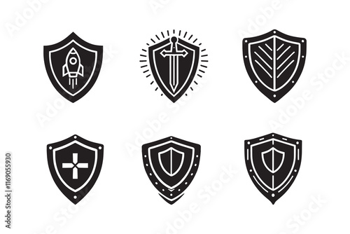 Shield logo Icon silhouette Vector illustration art