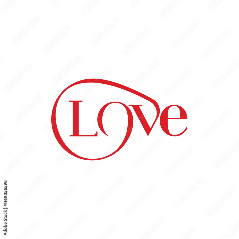 Bold Red LOVE Lettering with Elegant Cursive Design Bold Red LOVE Lettering with Elegant Cursive Design