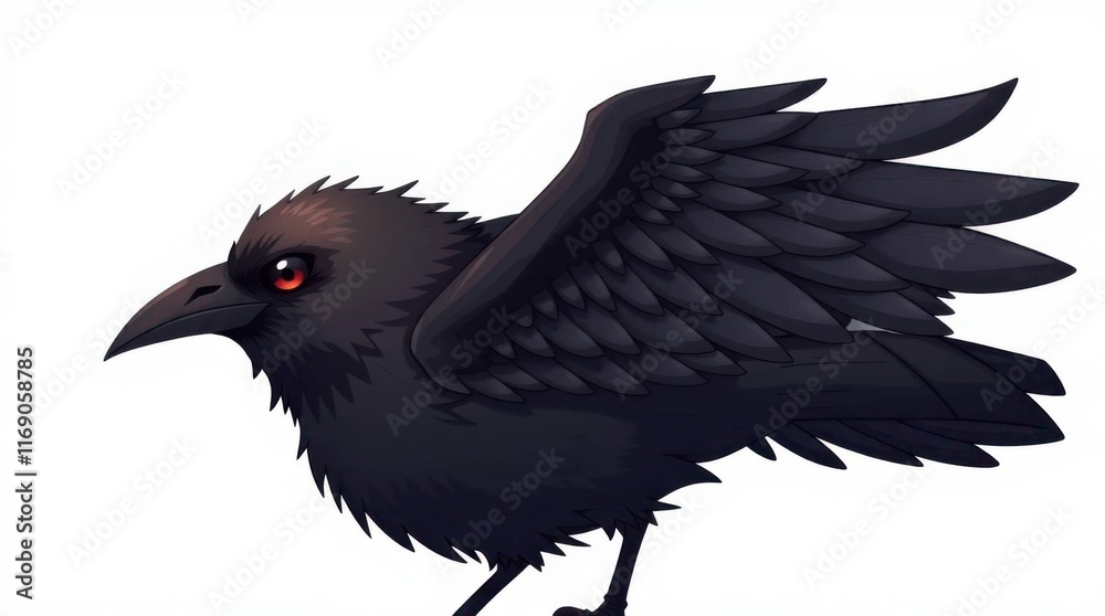 Fototapeta premium black raven isolated on white