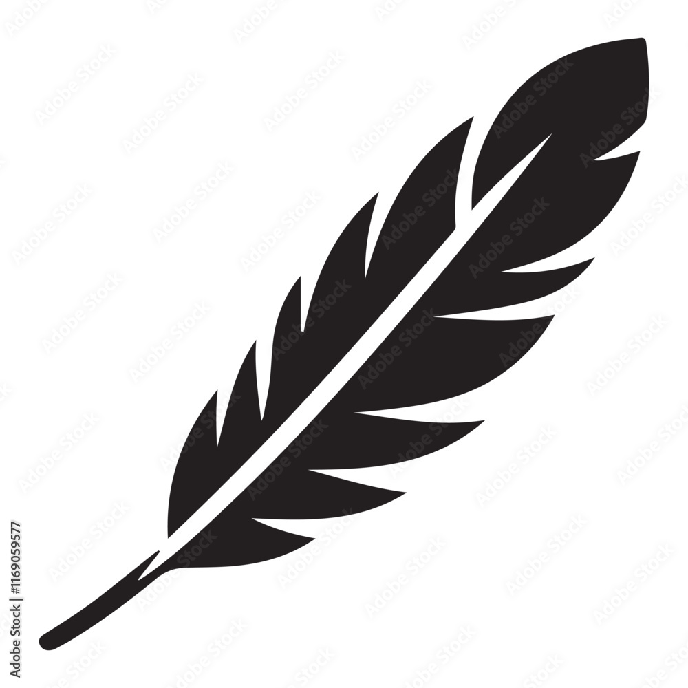 Fototapeta premium Detailed Feather Silhouette Vector Graphic for Artistic Design Use