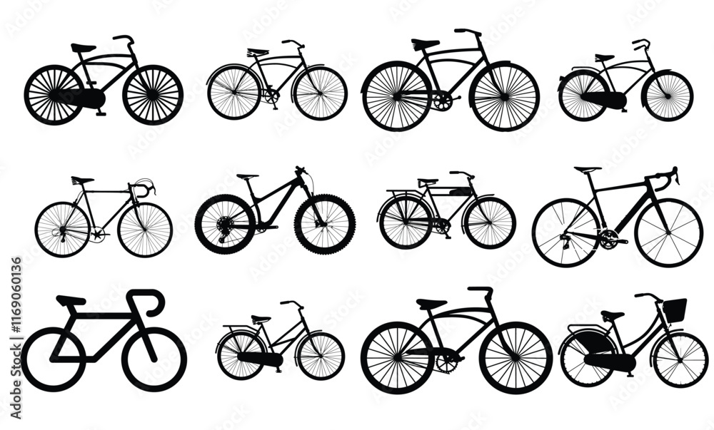 Fototapeta premium Bicycle Design Bundle, Bicycle doodle icon.